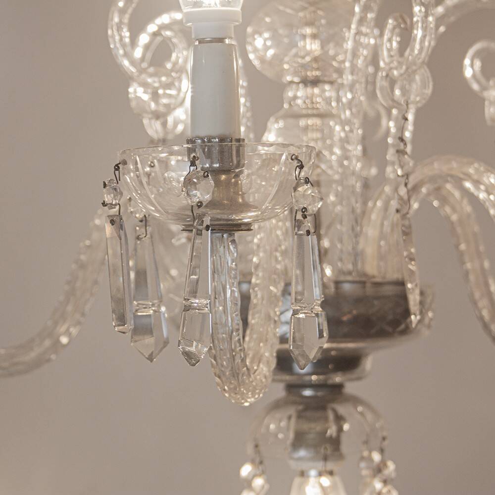 Bohemian Cut Lead Crystal Chandelier, 1930s