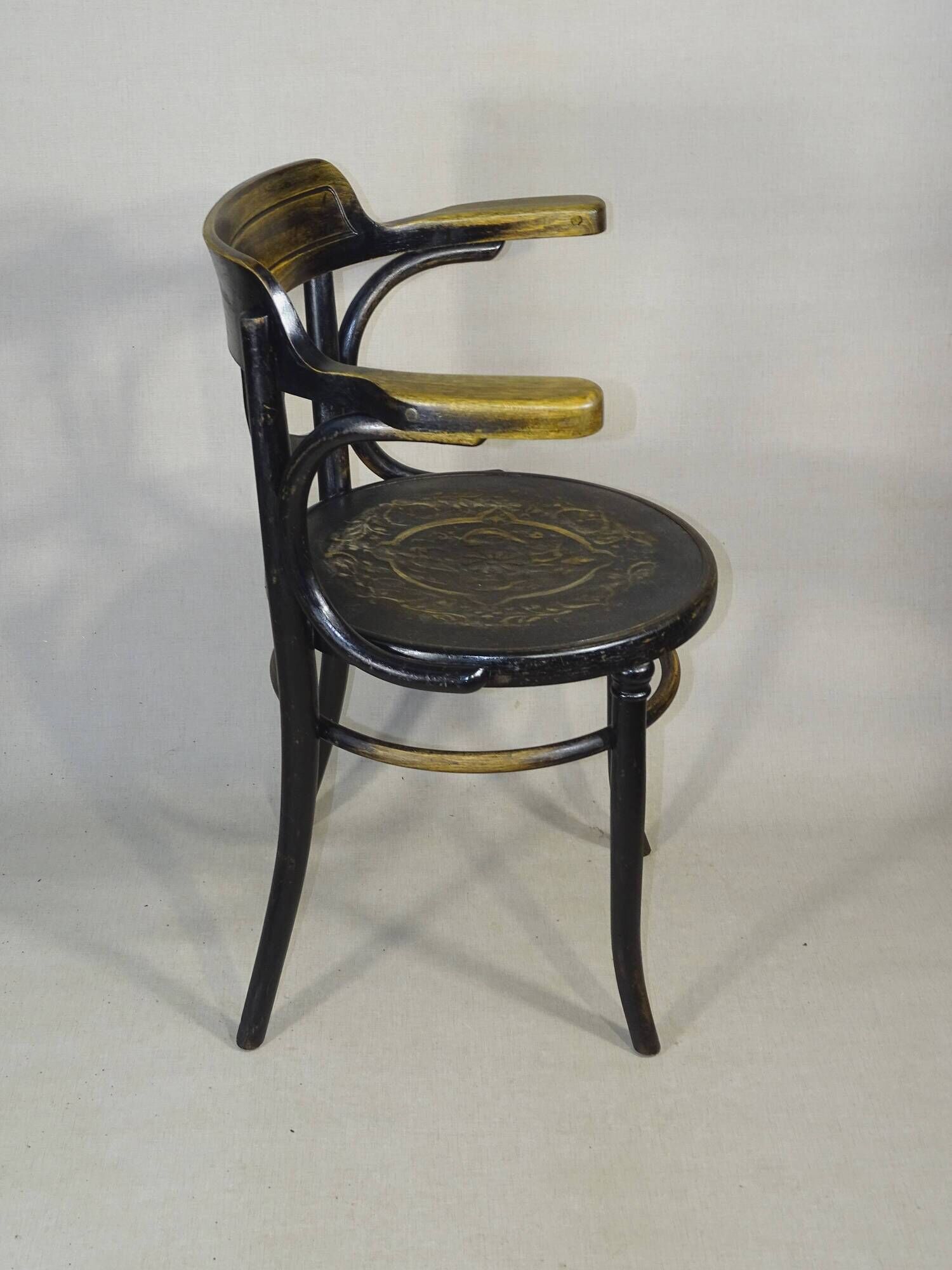 Office Armchair No. 6 E ZP by Fischel, 1910, Bistro type, wooden seat