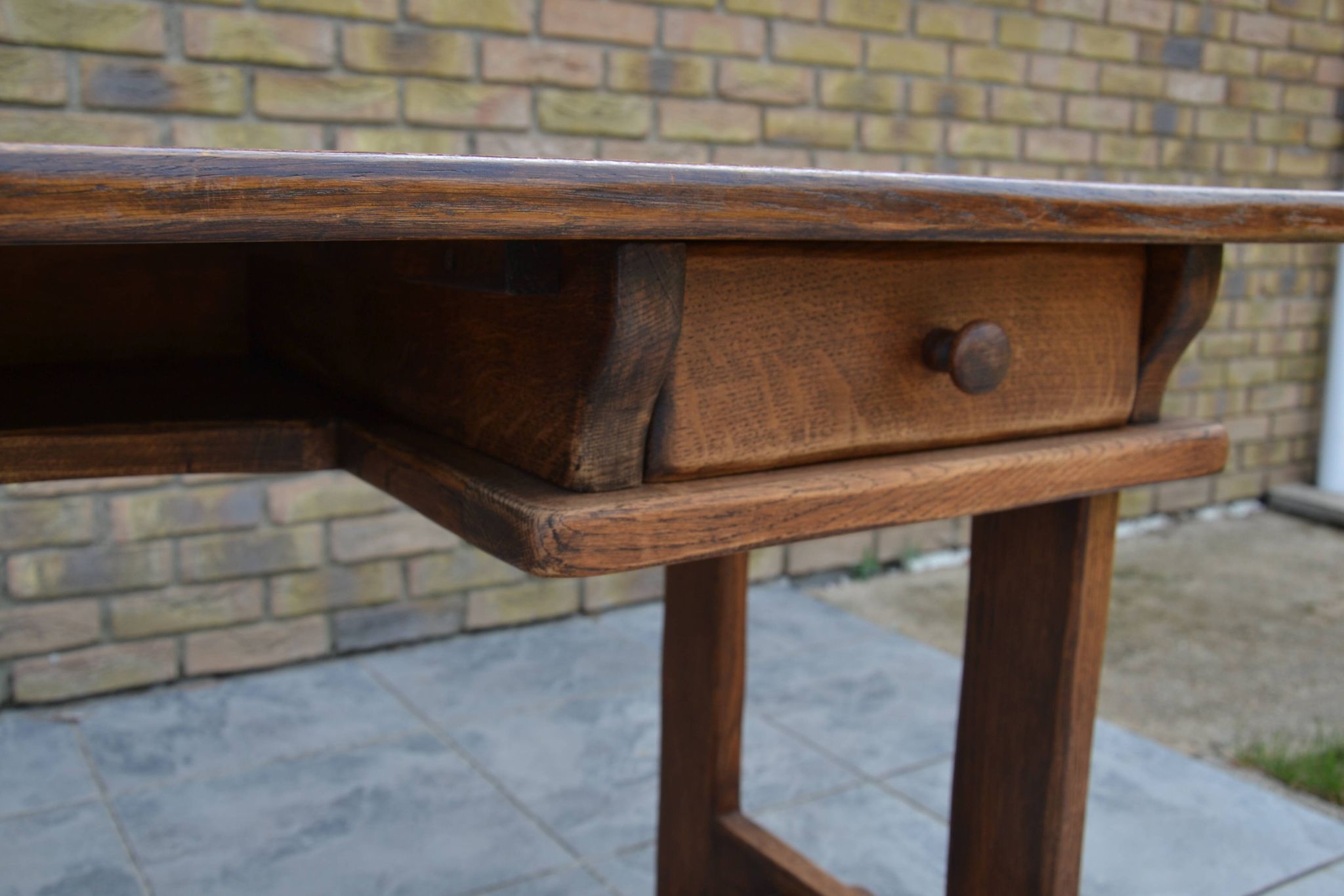 "Brutalist" farmhouse desk/table in solid oak