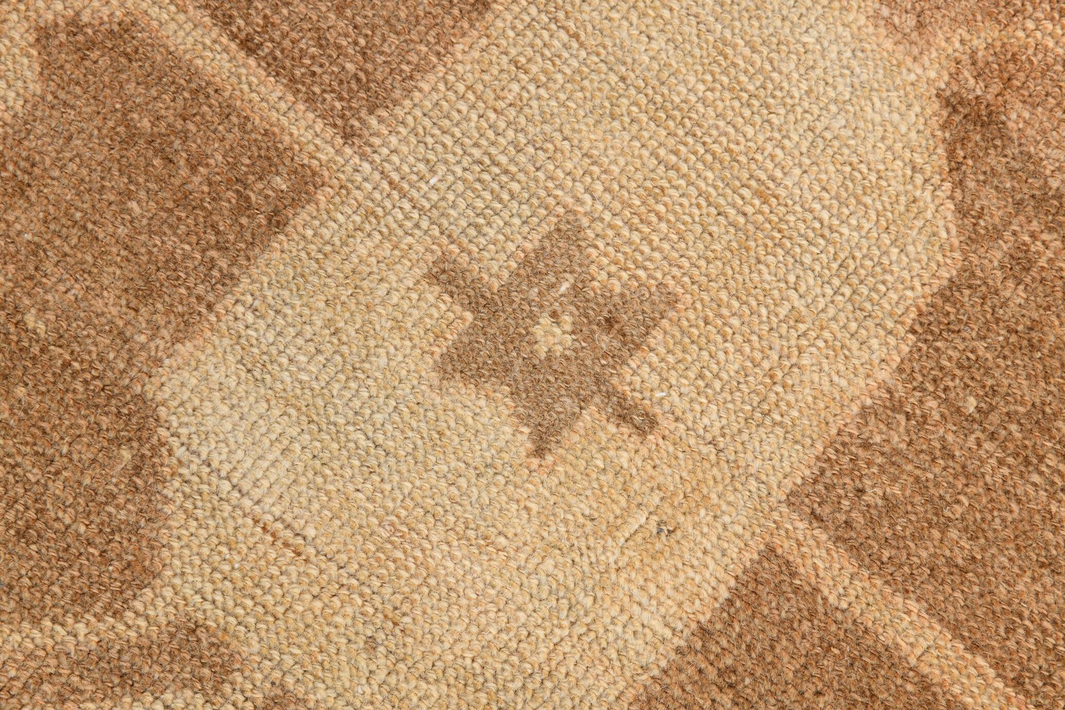 Brown & Cream Turkish Runner Rug, 95x377Cm