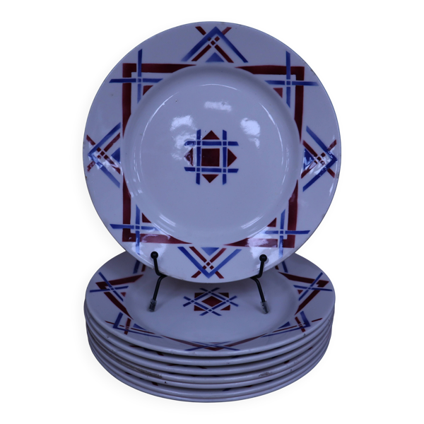 8 Assiettes plates Moulin des Loups Hamage, modèle Ustaritz