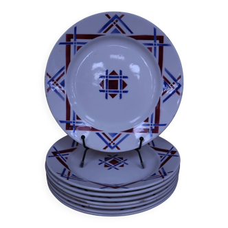 8 flat plates Moulin des Loups Hamage, model Ustaritz