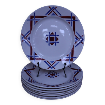 8 flat plates Moulin des Loups Hamage, model Ustaritz