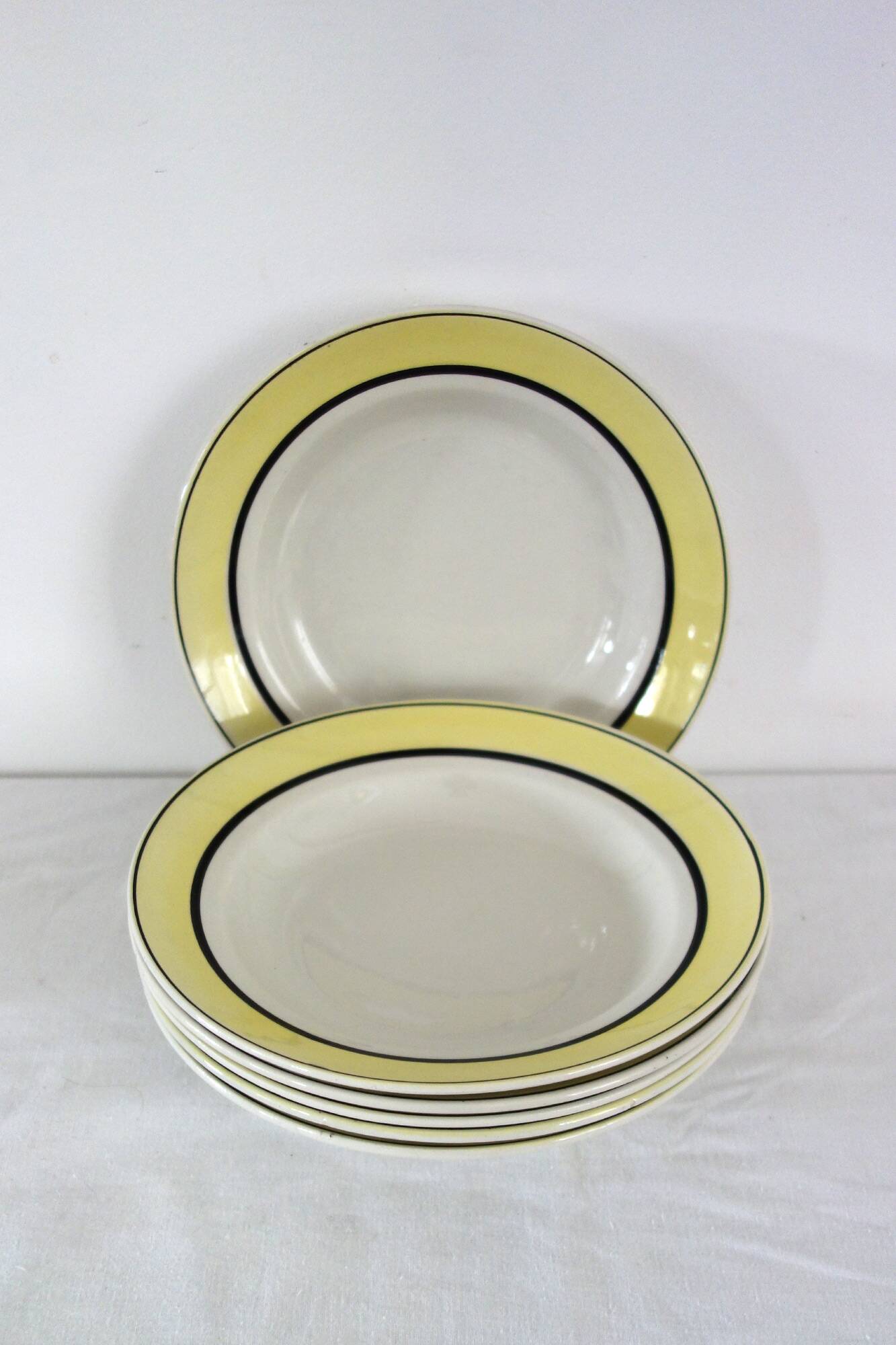 6 vintage Badonviller earthenware soup plates
