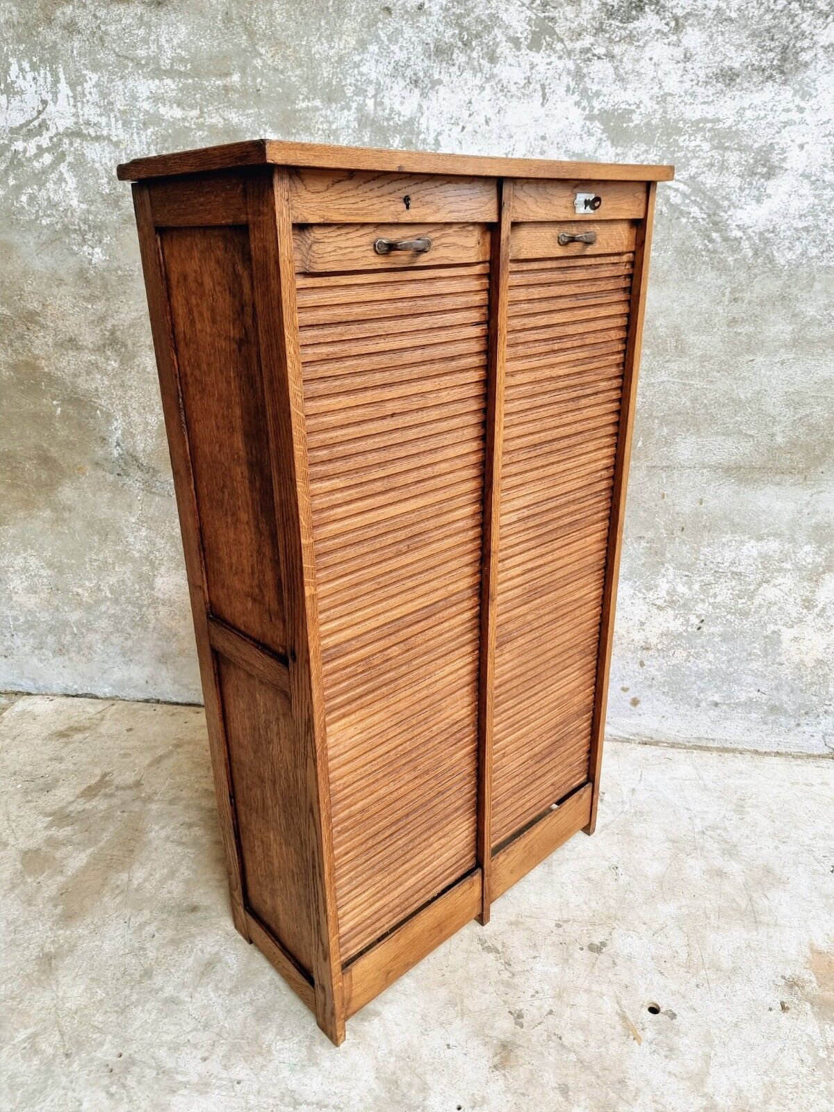 Antique roller shutter cabinet Paris oak wall cupboard