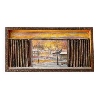 Painting "Chemin d'Or" 2003 - 45 x 23 cm