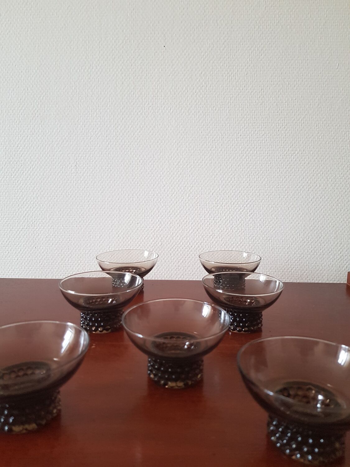 Set of 7 black vintage glasses