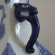 Pied de lampe vintage en porcelaine chinoise à décor d'oiseaux et poignées en lion