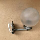 Old Grey Metal Wall Lamp + Vintage Glass Ball