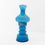 Turquoise blue opaline glass tealight candle holder, Magnor Glassverk 1960