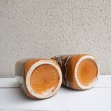 Set of 2 West Germany ceramic pots, brown and white patterns