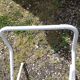 Pair of iron and old wood garden chairs