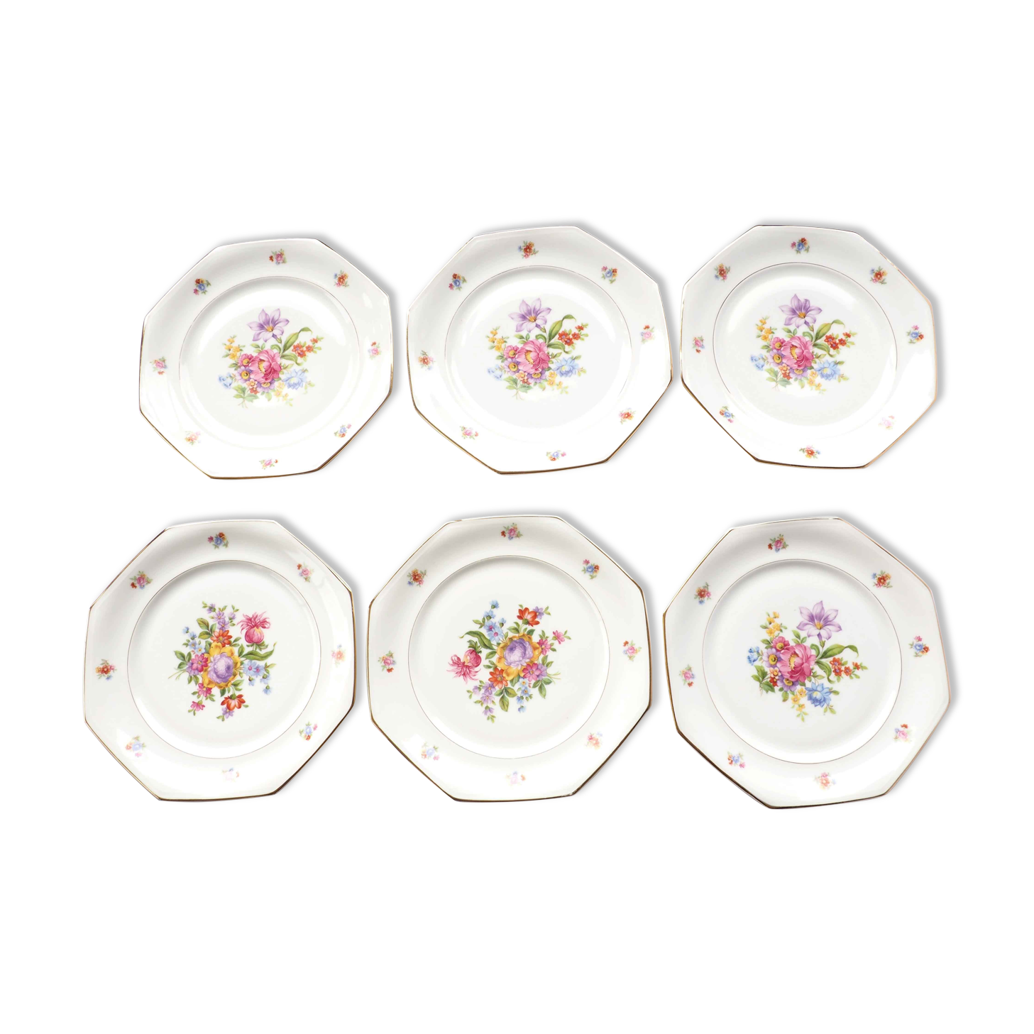 6 octagonal flower plates