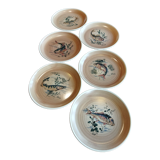 Six assiettes à poisson Sarreguemines "Granville"