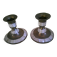 Pair of brass and mother-of-pearl candlesticks