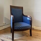 Set of 2 blue Directoire armchairs