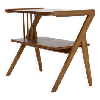 Table d'appoint sculpturale en teck et chêne blond 1960