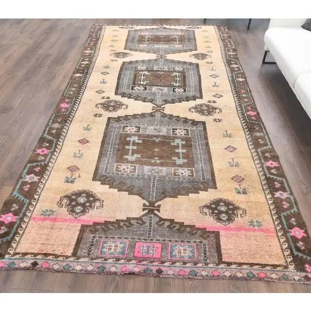 Vintage Turkish Anatolian Hand-Knotted Wide Runner 183x353