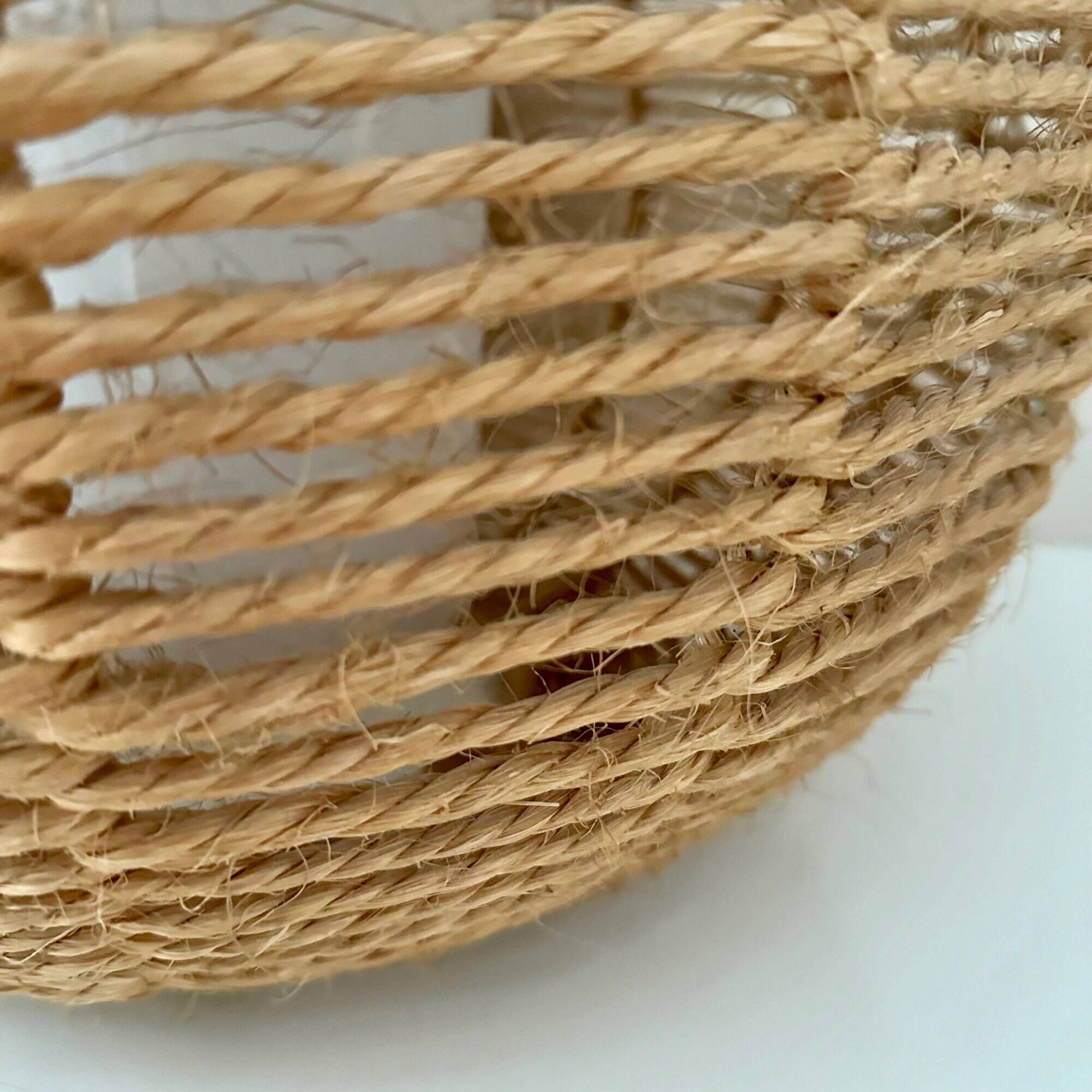 Mid Century sisal lamp, ball lamp, hanging lamp, cottage style Germany