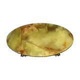 Vintage classic side table oval side table onyx marble brass sixties 64cm