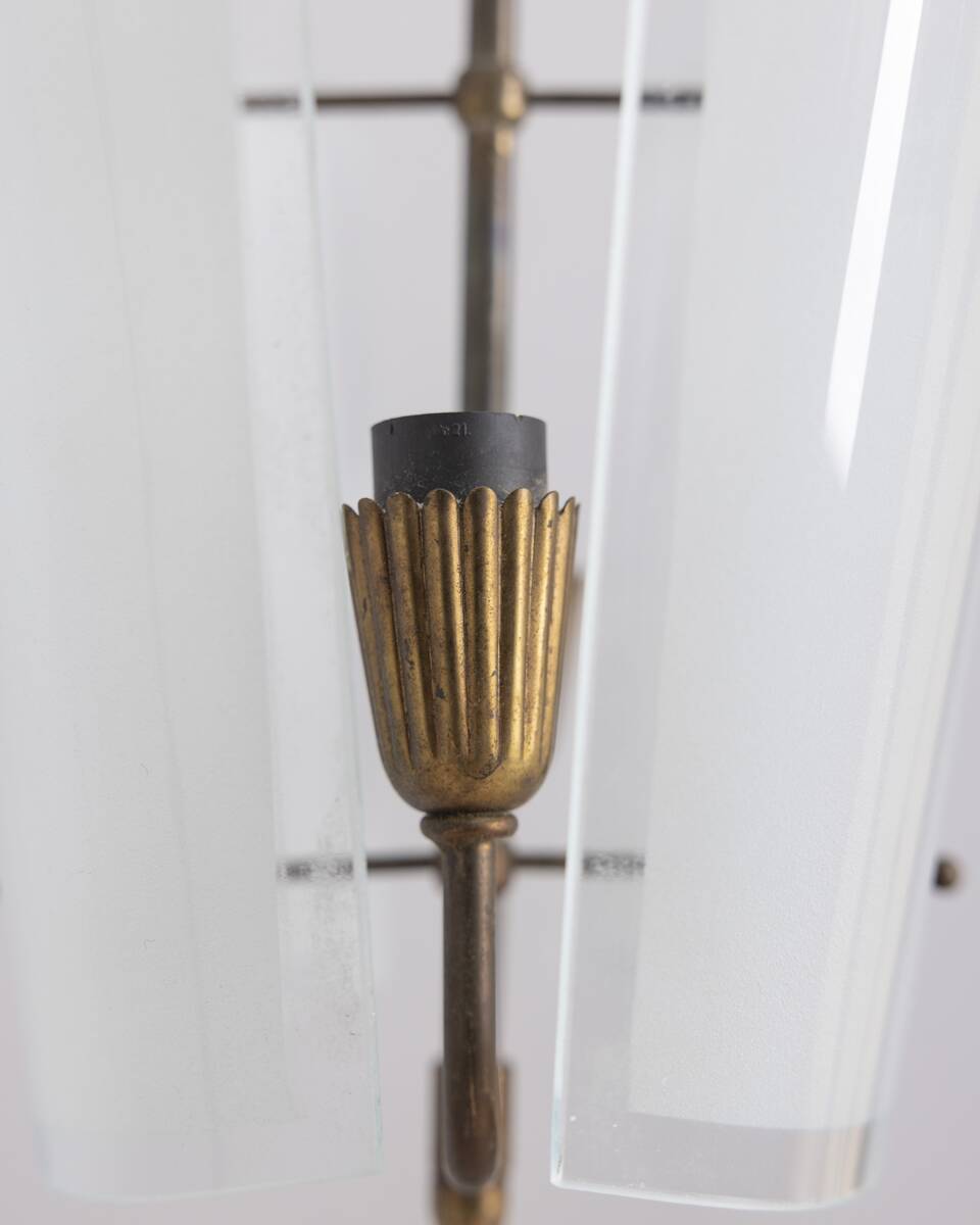 Vintage 1950s chandelier in decorated glass, italian design