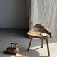 Small stool, footrest in organic blond teak monoxyle wabi-sabi L31