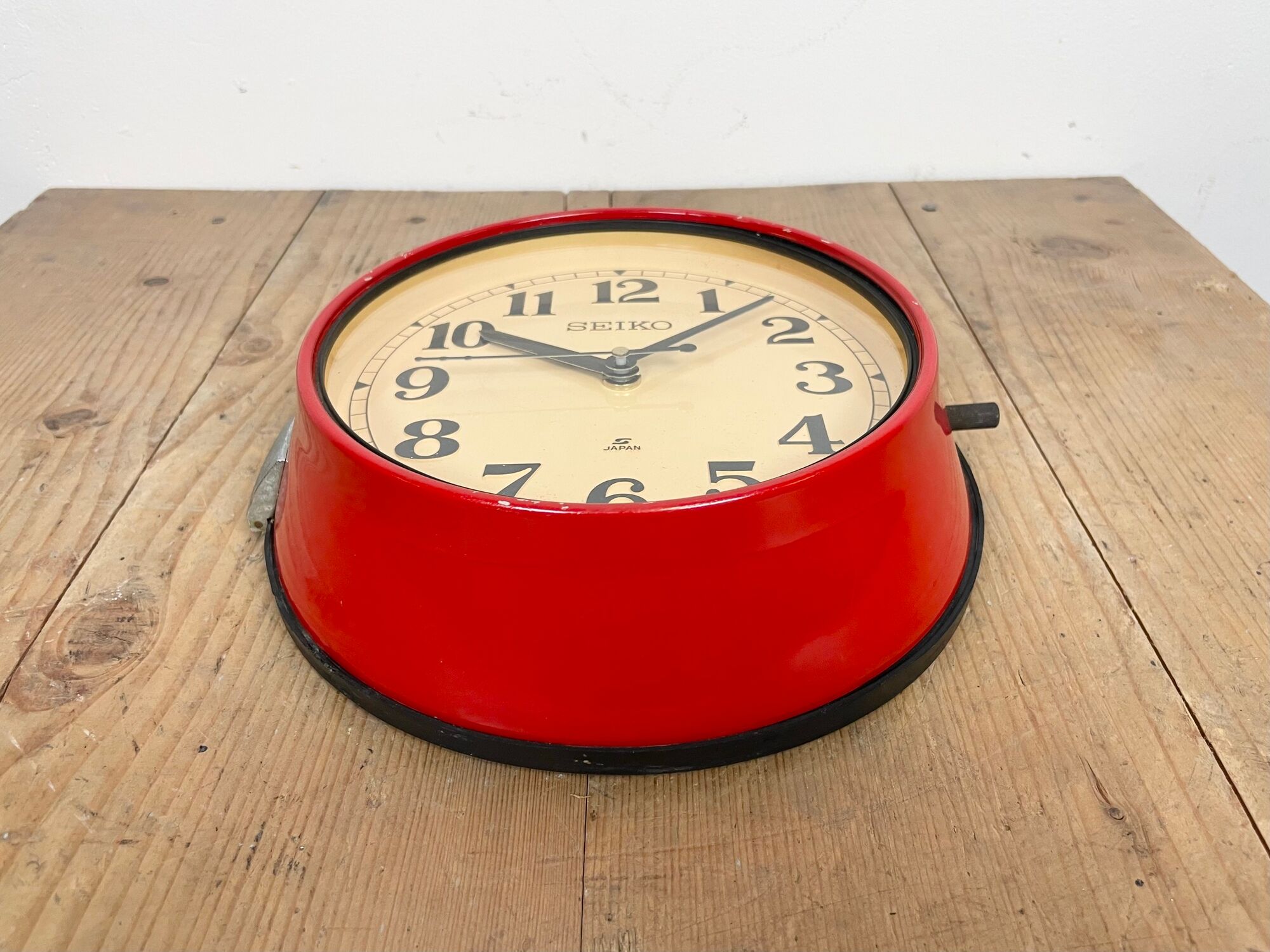Vintage red seiko navy wall clock, 1970s
