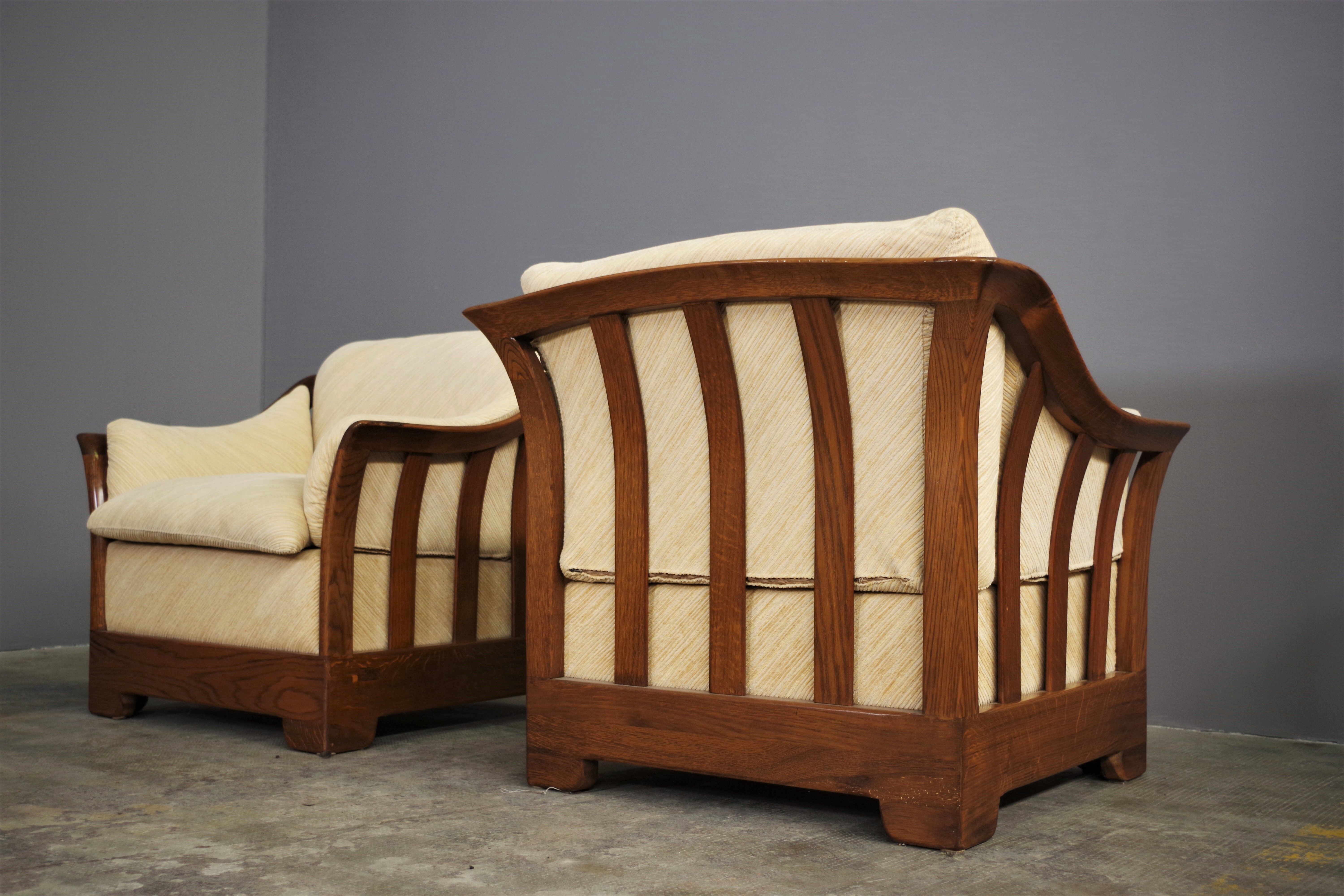 Wooden sofa and armchairs by Mobil Girgi, 70s. Set of 3