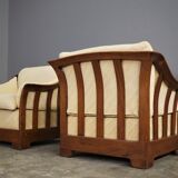 Wooden sofa and armchairs by Mobil Girgi, 70s. Set of 3