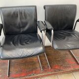 Paire de chaises de bureau en cuir noir par Boss Design