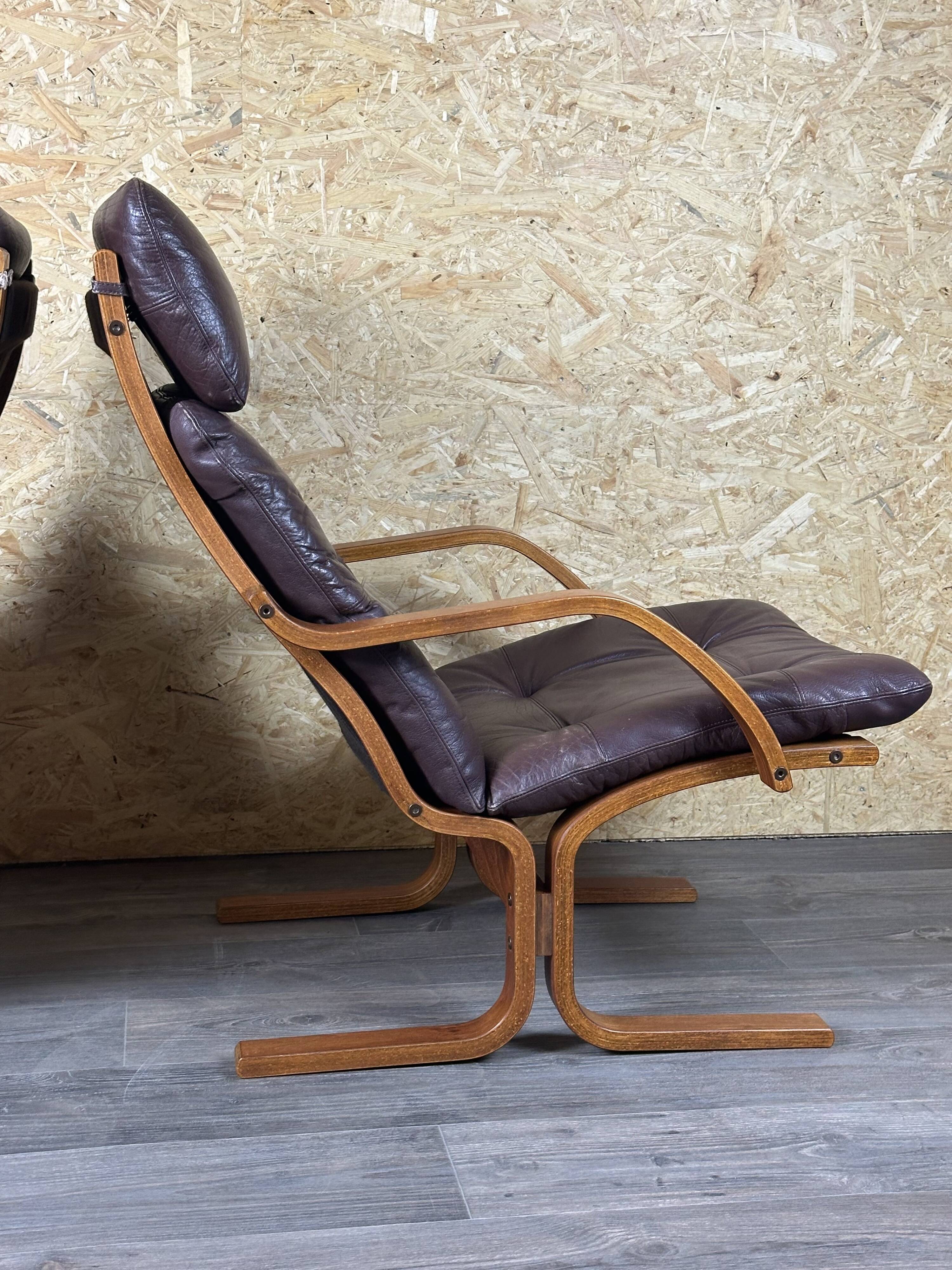 2x 60s 70s Easy Chair Leather Armchairs Westnofa Norway Mid Century