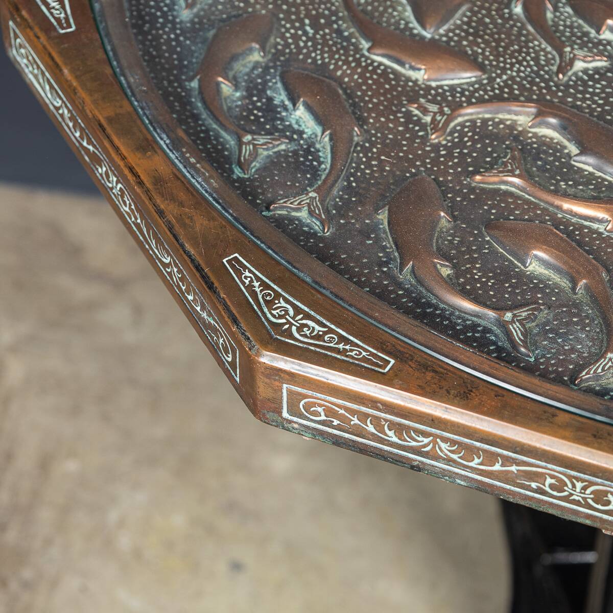 Vintage 20thc spanish embossed copper table by malart c.1930