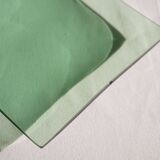 Set of 4 small square green glass plates/bowls