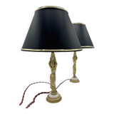 Paire de lampes dorées porteuses d'eau