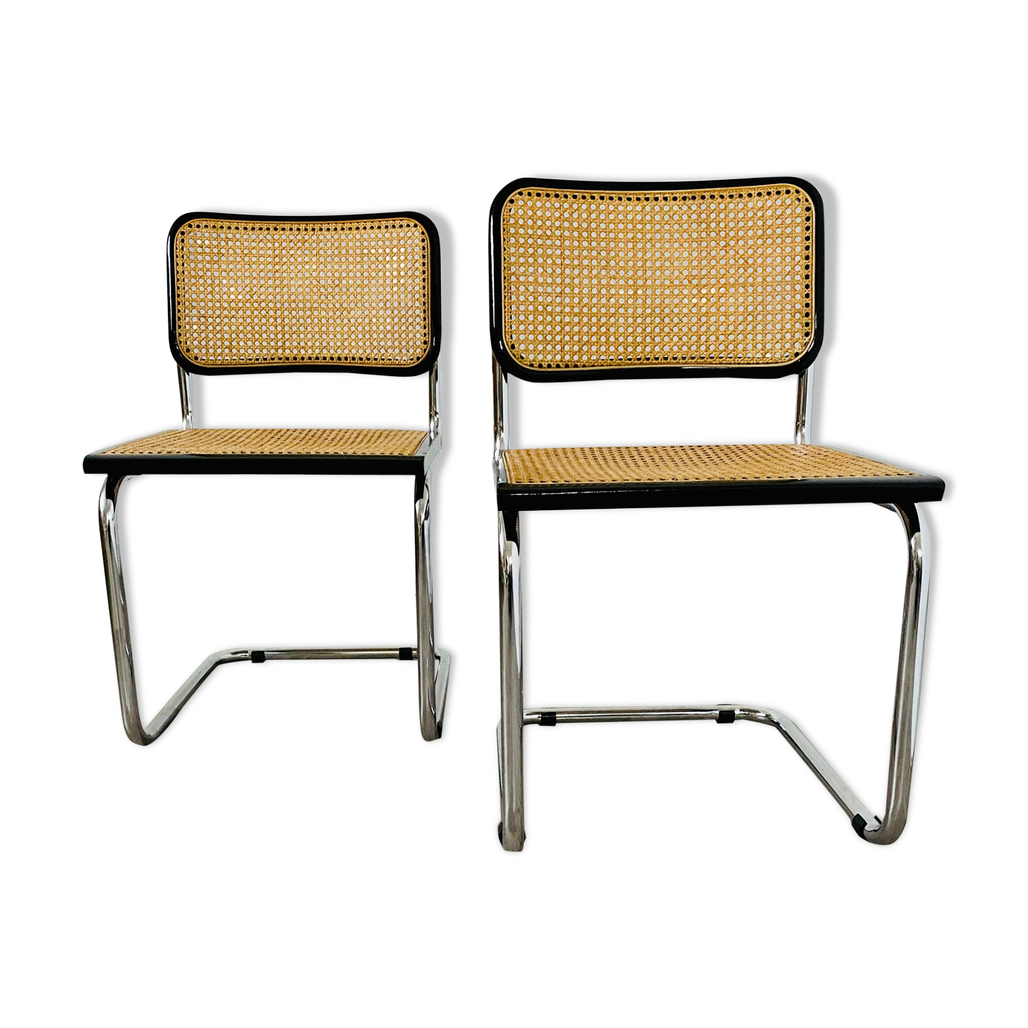 Paires de chaises de Marcel Breuer Cesca B32 noires