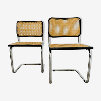 Paires de chaises de Marcel Breuer Cesca B32 noires