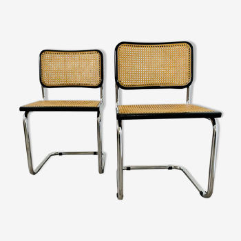 Pairs of chairs Marcel Breuer Cesca B32 black