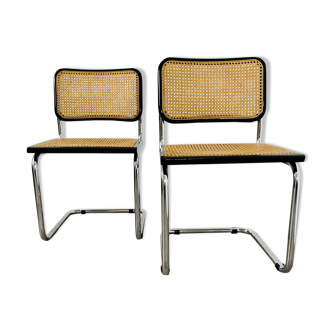 Pairs of chairs Marcel Breuer Cesca B32 black