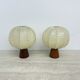 Pair of Goldkant Leuchten cocoon with teak base table lamps, 1970s