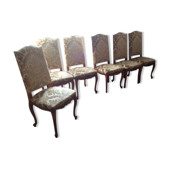 Set of 6 Louis XV chairs with padded backrest