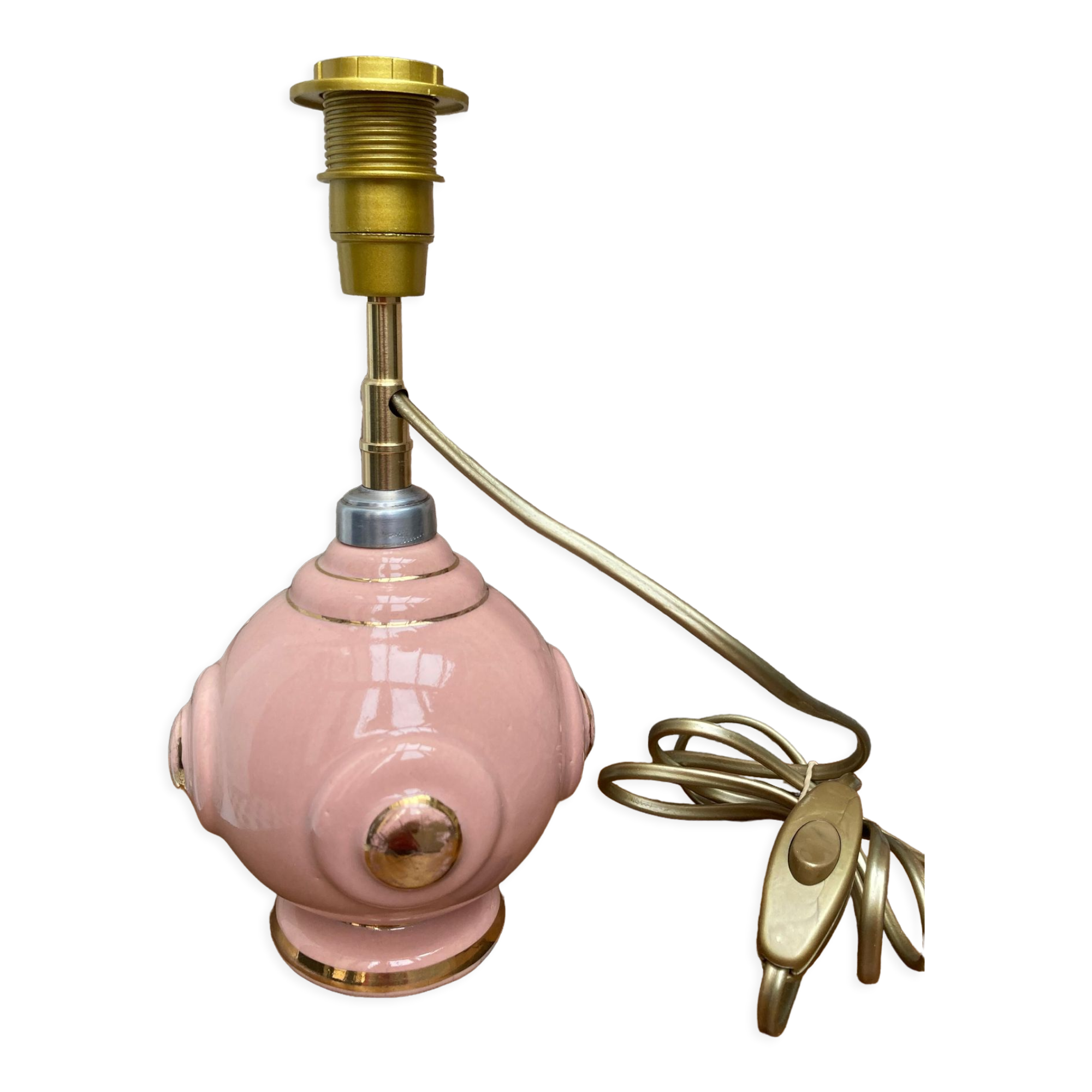 Foot of pink ceramic lamp 50s