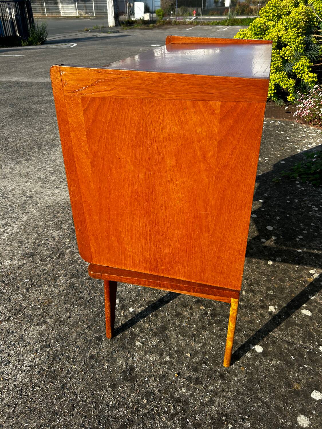Vintage chest of drawers with compass feet.