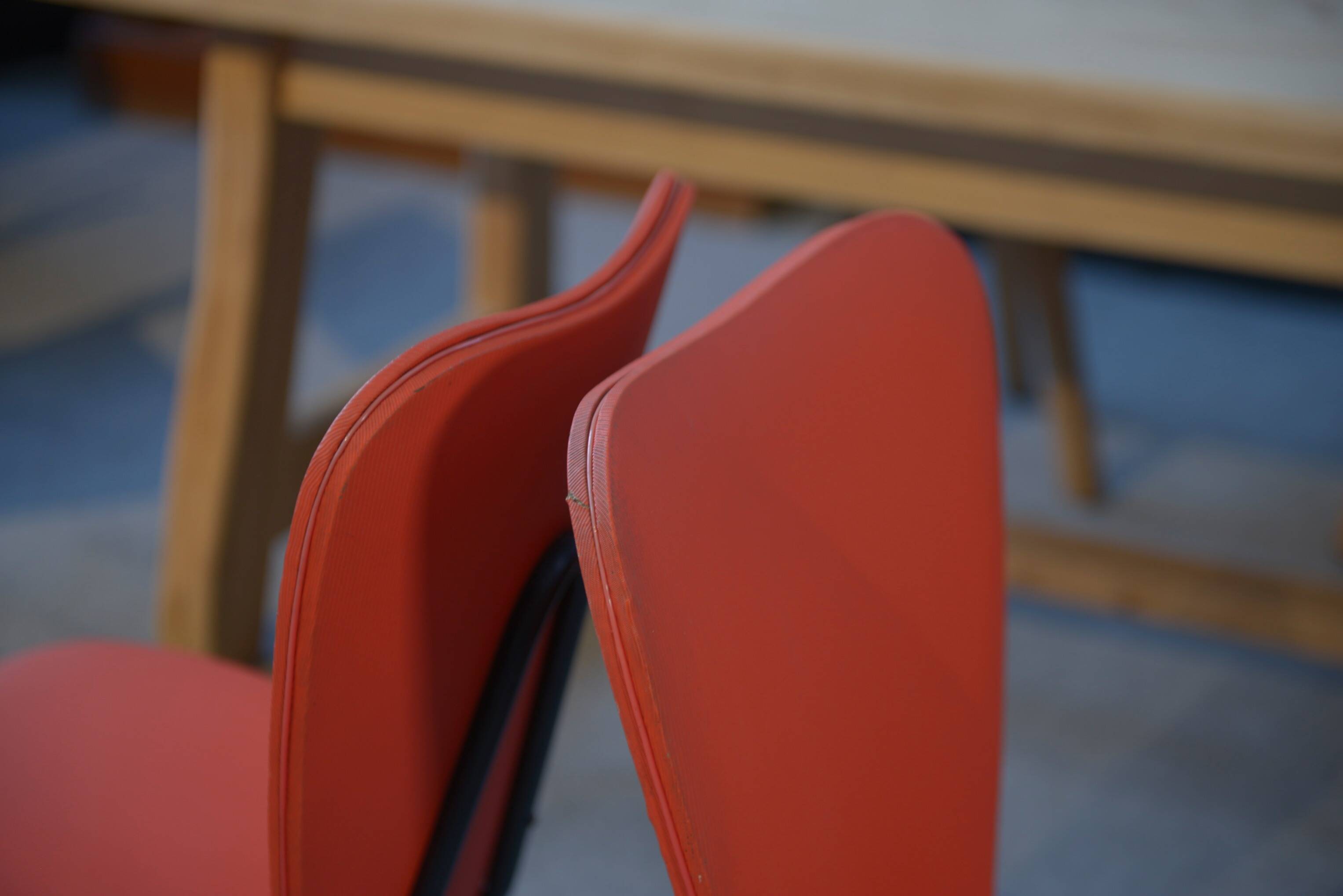 Set of 2 red leatherette chairs from the 1960s