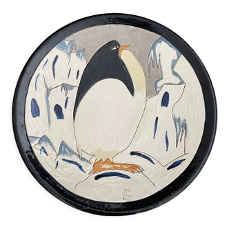 Ceramic wall plate, signed