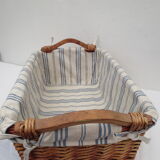 rectangular wicker storage pan with protective canvas cover