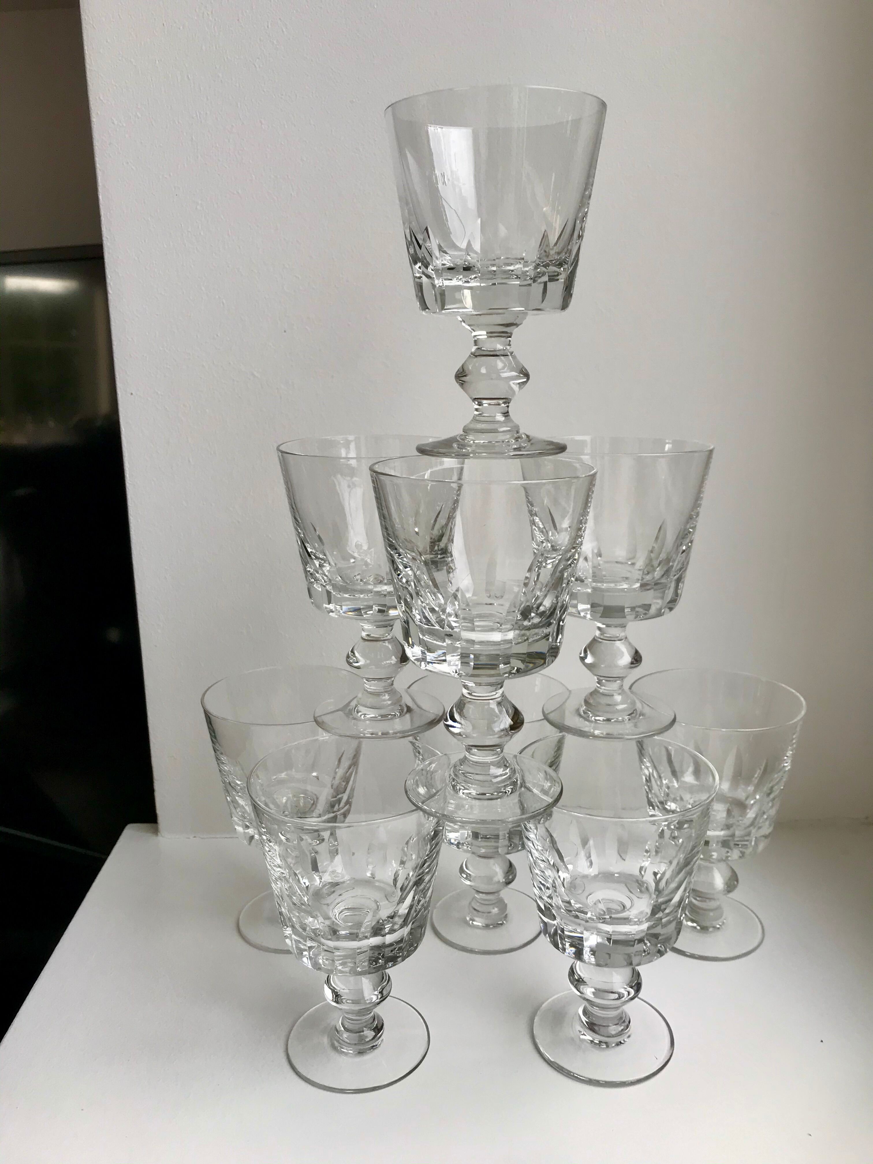 Lot de 9 verres à vin en cristal début XXème