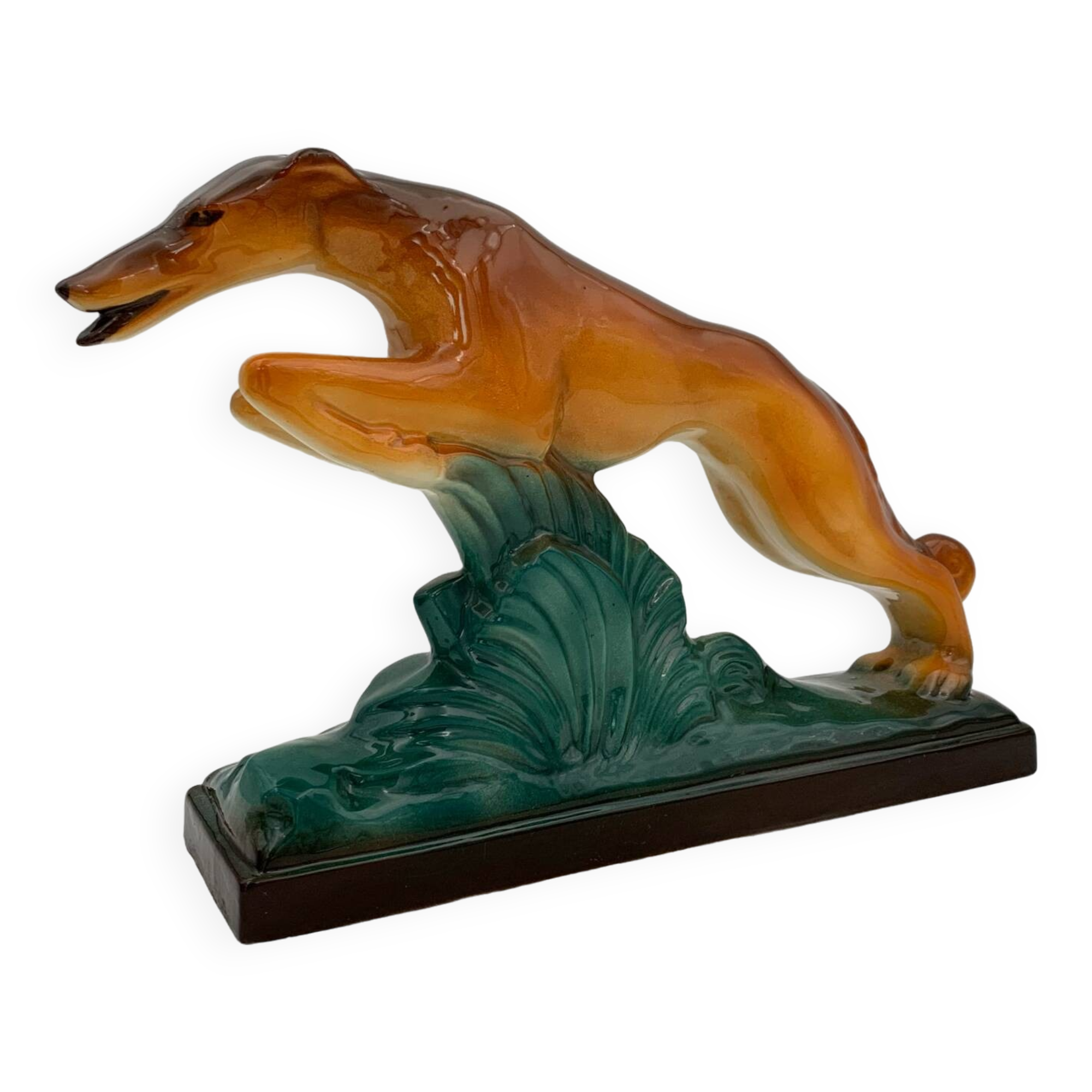 Sainte Radegonde Art Deco earthenware greyhound, 1930s