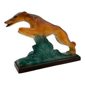 Lévrier faïence Sainte Radegonde Art Déco, années 1930