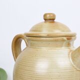 Théière vintage en grès beige, signée Grès Village