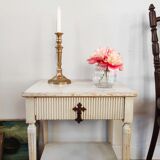 Patinated sofa end bedside